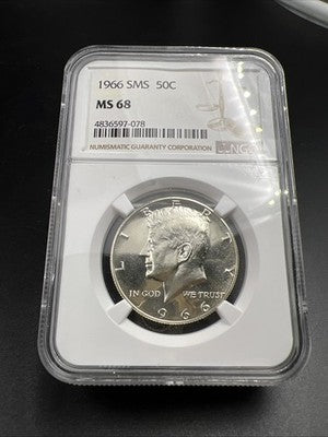 1966 50c Kennedy 40% Silver Half Dollar Coin NGC MS68 #078