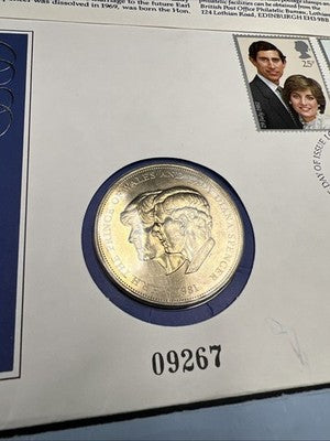 1981 Royal Wedding Commemorative Crown Prince Of Wales Lady Diana w/ FDOI Stamp
