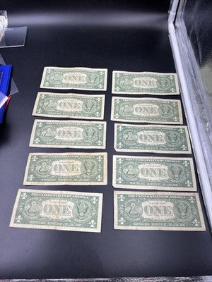 Lot of 10 1957 $1 One Dollar Silver Certificate Blue Seal Notes G / VG #845