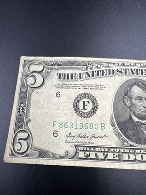1950 B $5 FRN Federal Reserve Note VG Very Good Circ Five Dollar Bill #680