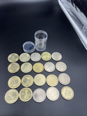 Lot of 20 $1 Casino Dollar Gaming Tokens Metal Circulated Conditions SKU#7523