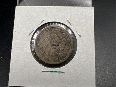 1857 25c Seated Liberty Silver Quarter Coin CH AG About Good Neat Toning