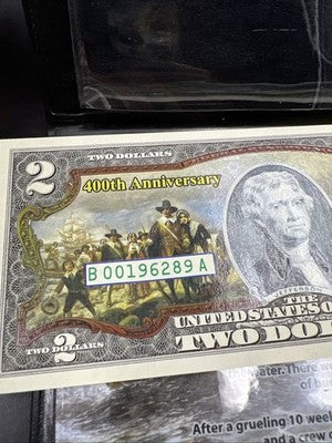 400th Anniversary of the Mayflower Colorized $2 FRN Two Dollar Half Dollar Set B