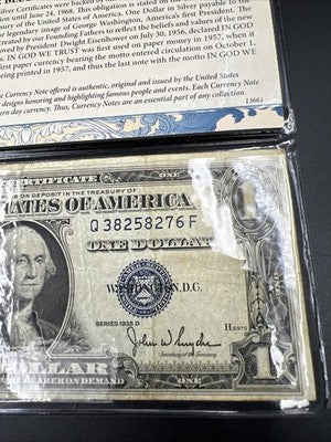 1935 D $1 One Dollar Wide Margin Variety Silver Certificate Fine Circ #76