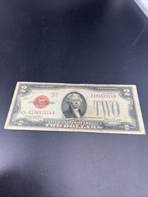 1928 G $2 Two Dollar Legal Tender United States Red Seal Note Good Circ #914