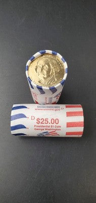 2007 D George Washingt Presidential Dollar US Mint BU Roll 25 Coins Uncirculated