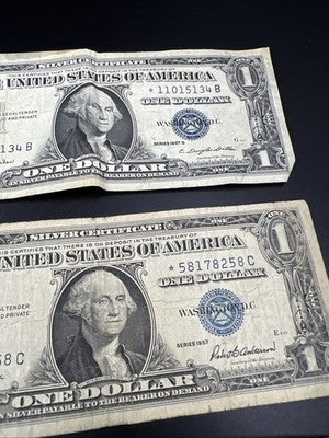 Lot of 4 1957 * Star $1 One Dollar Silver Certificates VG Circulated #992