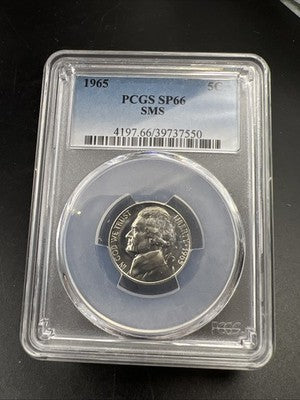 1965 5c Jefferson Nickel SMS SP66 PCGS #50 Reverse Struck Thru Error #50