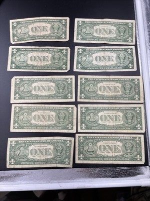 Lot of 10 VERY CIRC 1957 1935 $1 Dollar Silver Certificate Blue Seal Notes #87