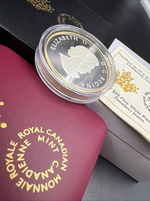 2017 $25 Piedfort Timeless Icons Beaver & Maple Leaf 1 Oz Silver Coin w/ Box COA