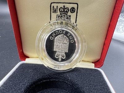 1988 United Kingdom England Proof Sterling Silver One Pound Shield Coin