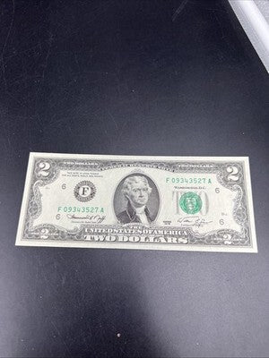 1995 $2 FRN Federal Reserve Note Choice Uncirculated #09343527 Atlanta District