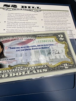 2 Consecutive 2017 $2 FRN Biden Harris Presidential Colorized UNC Two Dollars #5