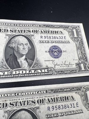 3 Consecutive 1935 C $1 US Silver Certificates CH AU About UNC #430