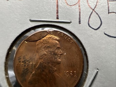 1985 P 1c Lincoln Memorial 1c Penny Coin Major Die Cud Error CH BU UNC RB sku#3