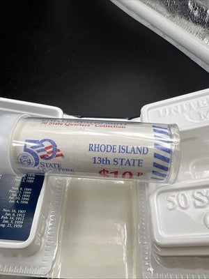 US Mint Certified 2001 P Rhode Island State Statehood 40 Coin BU Quarter Roll