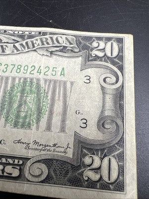 1934 $20 FRN Mule Federal Reserve Note Fine Circ Philadelphia District #25