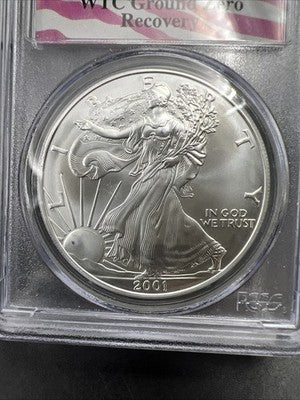 World Trade Center Recovery 2001 1 OZ ASE Ground Zero Silver Eagle PCGS Gem SK#E