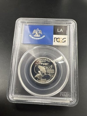 2002 S Proof Silver Louisiana Statehood Quarter Coin PCGS PR69 DCAM #686