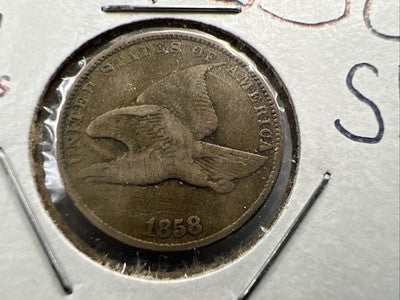 1858 1c SL Flying Eagle Cent Coin Low Leaves FS-901 Variety VF Very Fine Circ