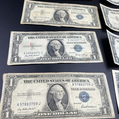 Lot of 10 1935 1957 $1 One Dollar Blue Seal Silver Certificates Very Circ #759