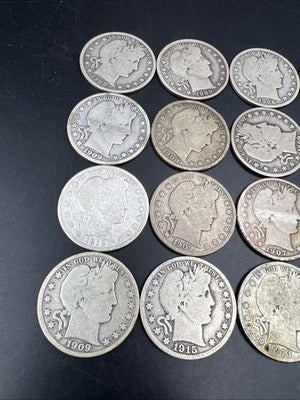 20 Coin Roll Barber 90% Silver Half Dollar Coins VG Very Good Conditions S#a