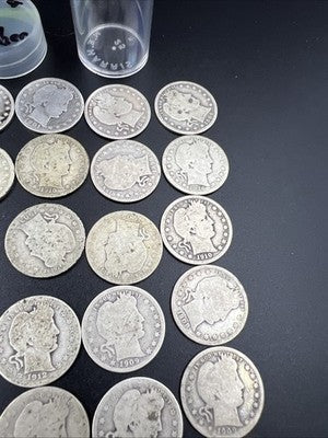 Barber Quarters 90% Silver Coin Quarter Roll $10 Face Value 40 Coins AG/G SKU#4X
