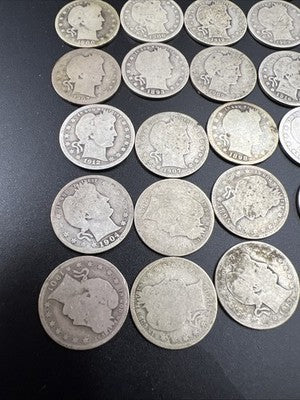 Barber Quarters 90% Silver Coin Quarter Roll $10 Face Value 40 Coins AG/G SKU#4X