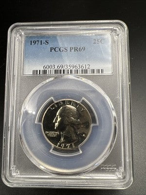 1971 S 25c Washington Copper Nickel Quarter Coin PR69 PCGS #612
