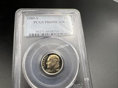 1989 S 10c Roosevelt Copper Nickel Dime Coin PCGS PR69 DCAM #131