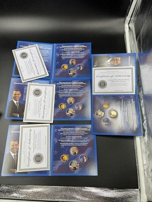 Lot of 16 Barack Obama Colorized US UNC Coins in Boxes Display Folders