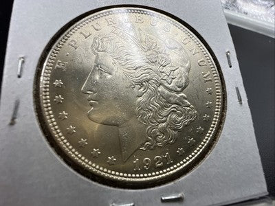 1921 P $1 Morgan Silver Dollar Coin Reverse Lamination Error BU UNC
