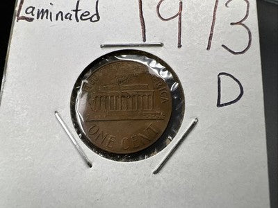 1973 D Lincoln Memorial Cent Penny Coin Lamination Error Reverse VF Circ