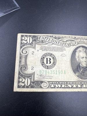 1934 $20 FRN Federal Reserve Note New York City District VG Very Good Circ