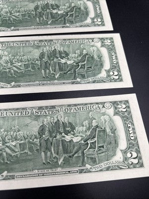 5 Consecutive 2003 $2 FRN Federal Reserve Notes Neat Serial Numbers #336