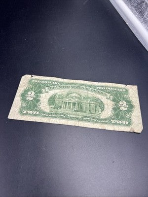 1928 G $2 Two Dollar Legal Tender United States Red Seal Note Very Circ #366