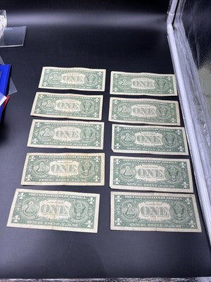 Lot of 10 1957 $1 One Dollar Silver Certificate Blue Seal Notes G / VG #845