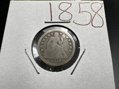 1858 10c Seated Liberty Silver Dime Choice AG About Good / Good #a