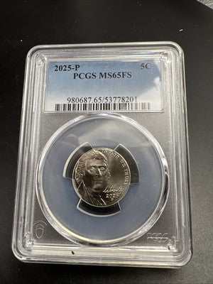 2025 P 5c Jefferson Nickel Coin PCGS MS65 Full Steps #201