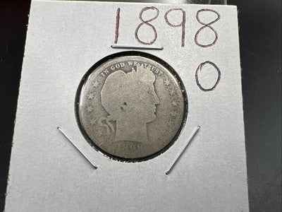 1898 O 25c Barber Silver Quarter Coin Very Circulated SKU#A
