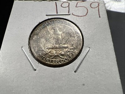 1959 25c Washington 90% Silver Coin Neat Toning Reverse BU UNC