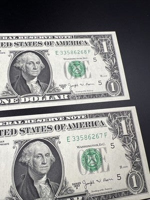 3 Consecutive 1963 B $1 Barr FRN Federal Reserve Notes One Dollar Bills UNC #266