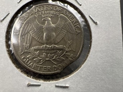 1981 P 25c Washington Quarter Coin Double Clipped Planchet Error