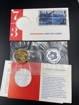 1973 American US Bicentennial Bronze Medal UNC FDOI First Day Cover Pack
