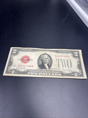1928 G $2 Two Dollar Legal Tender United States Red Seal Note G / VG Circ #448