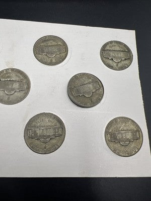 1942 1943 1944 1945 Complete 11 Coin US 35% Silver War Nickel Coin Set in Card J