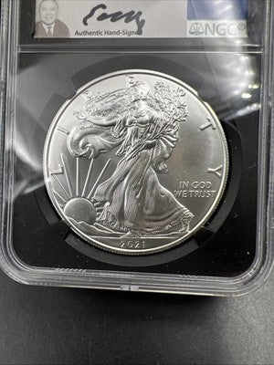 2021 S Emergency Production 1 Oz American Silver Eagle Moy Signature NGC MS70 #7
