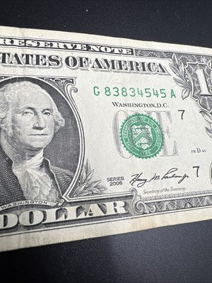 2006 $1 FRN Federal Reserve Note Neat Serial #83834545 Fine Circ