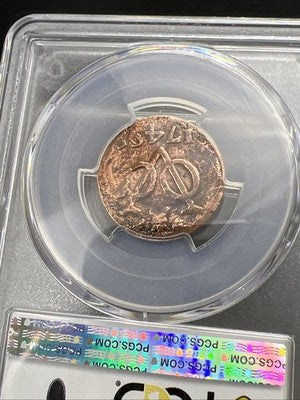 1789 VOC Netherlands East Indies Duit Holland Coin New York Penny PCGS Genuine B