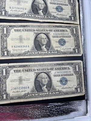 Lot of 16 VERY CIRC 1957 1935 $1 Dollar Silver Certificate Blue Seal Notes #81